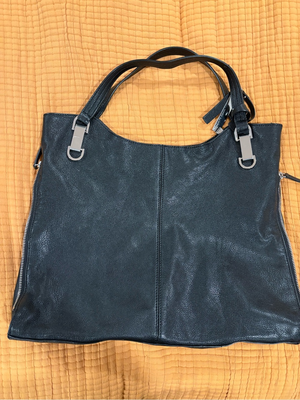 Vince Camuto Black Leather Double-Handle Tote